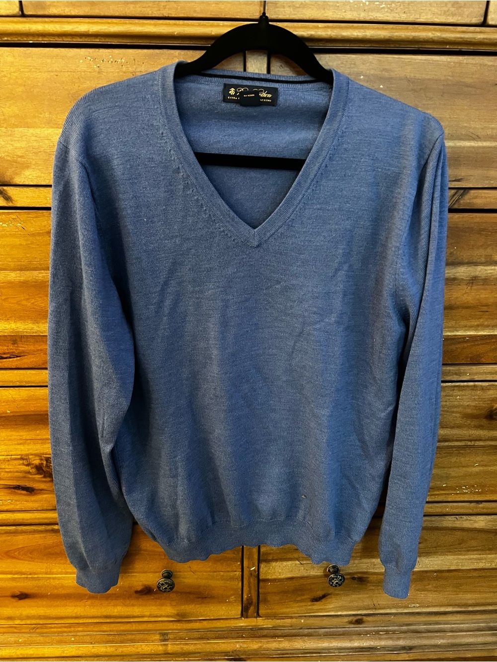 Brooks Brothers Extra Fine Italian Merino Wool V-Neck Sweater Blue Men’s M